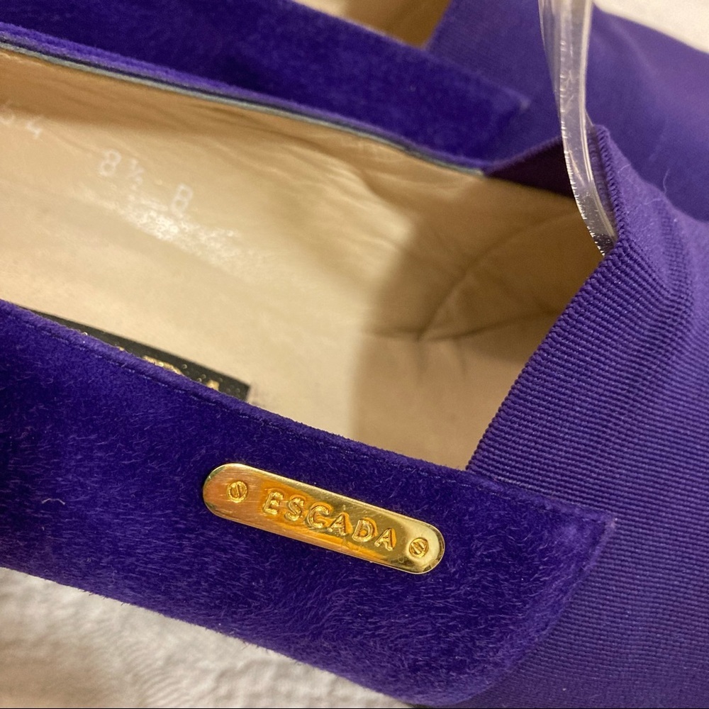 Vintage Escada purple pumps velvet square toe 8.5 - Picture 2 of 9